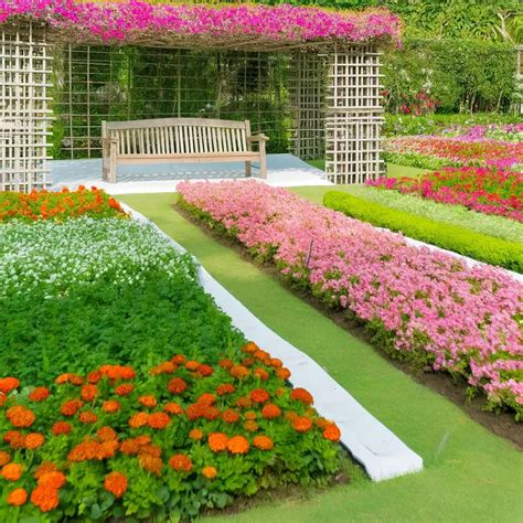 ilgametis gėlynas su įvairiaspalvėmis gėlėmis