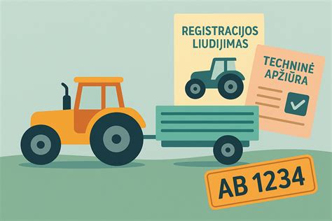 Schema, iliustruojanti traktorių ir žemės ūkio technikos registravimo procesą