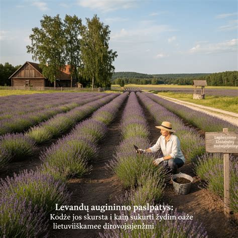 Nuotrauka su skirtingais levandų auginimo būdais: lauke lysvėse ir vazonuose