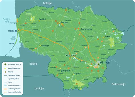 Žemėlapis: Lietuvos ežeringumo pasiskirstymas