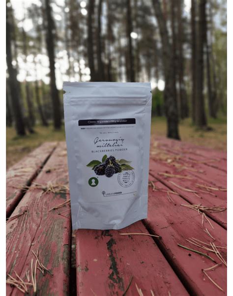 Gervuogių miltelių pakuotė su maistingumo informacija ir sudėtimi