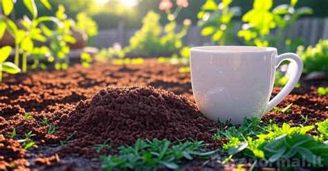 schema su kavos tirščių sudėtimi ir nauda augalams